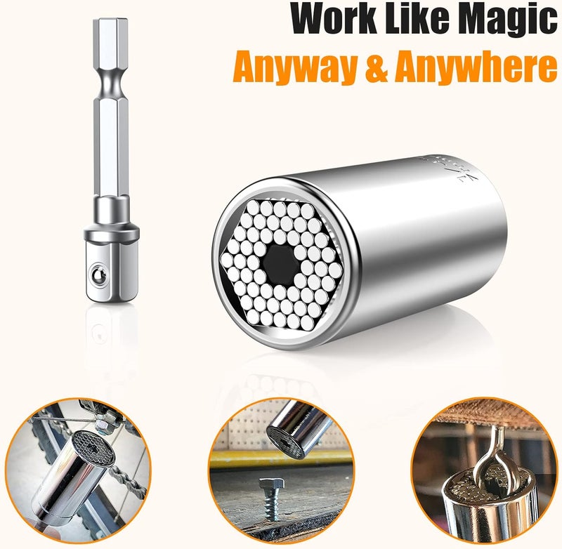KUSONKEY Valentines Day Gifts for Him, Super Universal Socket Tools Gifts Stocking Stuffers for Men,Professional 7mm-19mm Tool Sets with Power Drill Adapter,Cool Gadgets for Him,Dad,Grandpa,Boyfriend - Image 5